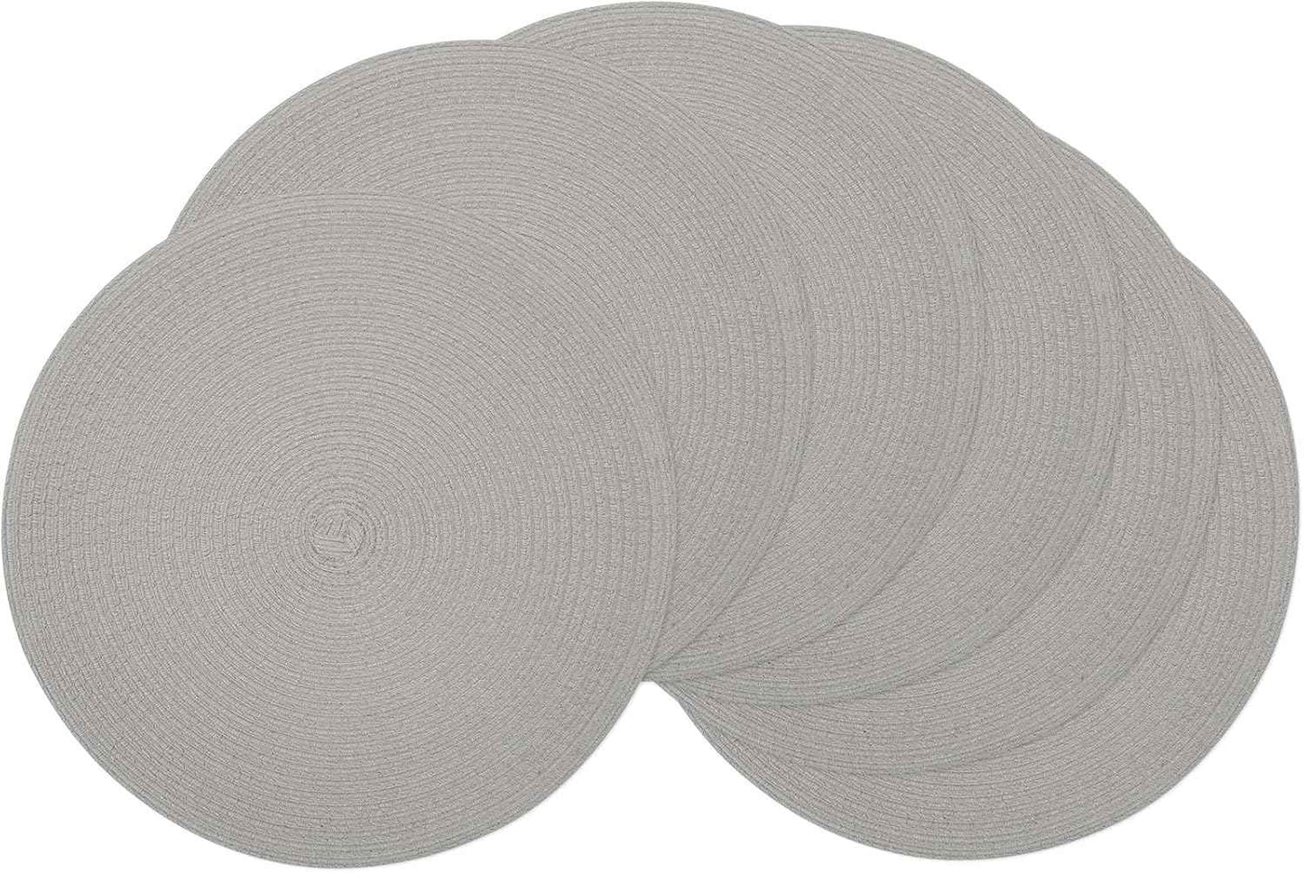 SHACOS 15 inch Round Braided Placemats Set of 6 Non Slip Heat Resistant Cotton Polyester Table Mats Washable Place Mats for Kitchen Dining Party Table Decor (Beige, 6)