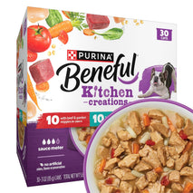 Purina Beneful kitchen creations 30-pack wet dog food variety pack beef chicken lamb 3 oz cans
