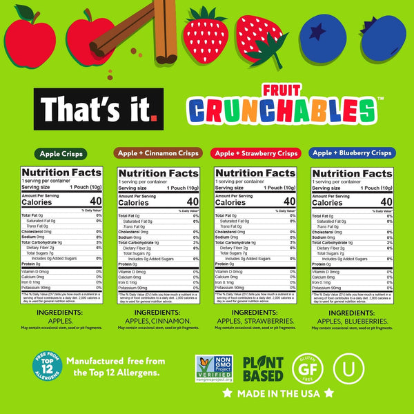 That's it Fruit Crunchables Variety Pack 100% Fruit Crisps Plant-Based Non-GMO Gluten-Free