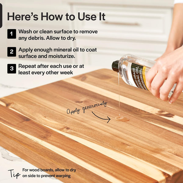 Thirteen Chefs Mineral Oil Conditioner for Wood Cutting Boards and Butcher Block