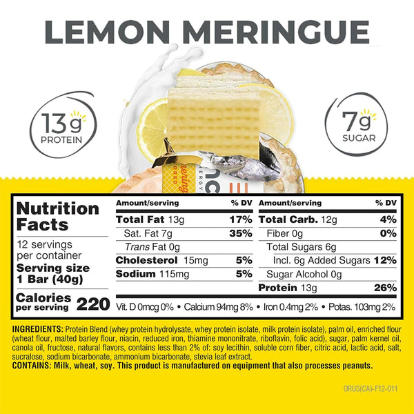 Power Crunch Protein Energy Wafer Bars, Lemon Meringue, 1.4 Ounce, 12 Count