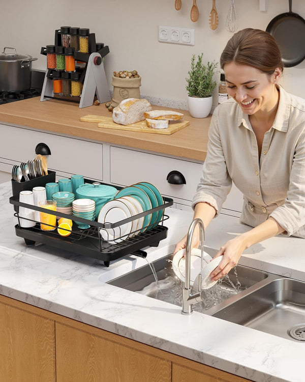 Stainless Steel Dish Rack with Drainboard for Kitchen Counter and Sink
