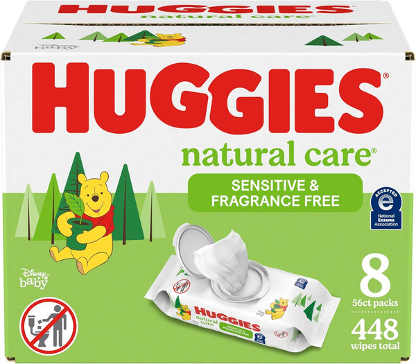Huggies unscented baby wipes, 99% purified water, 56-count, 1 flip-top pack, hypoallergenic, fragrance free