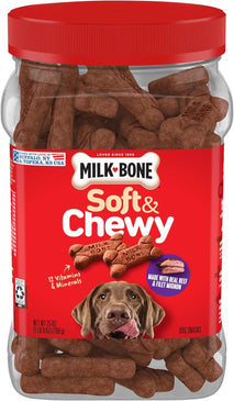 Milk-Bone Soft & Chewy Dog Treats, 25 Ounce, Beef & Filet Mignon Recipe, Made with Real Chuck Roast