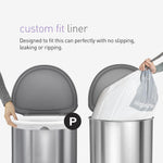 Custom fit liners for simplehuman kitchen trash cans, 50% PCR plastic, 50-60 liter capacity