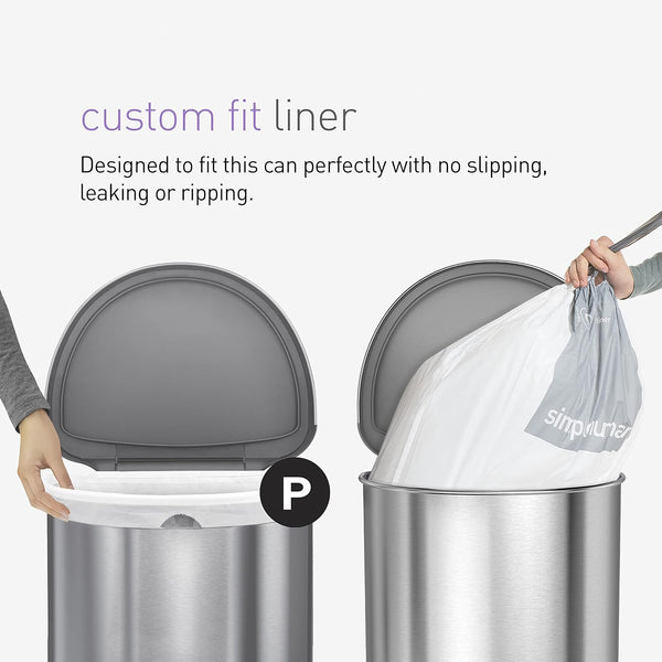 Custom fit liners for simplehuman kitchen trash cans, 50% PCR plastic, 50-60 liter capacity
