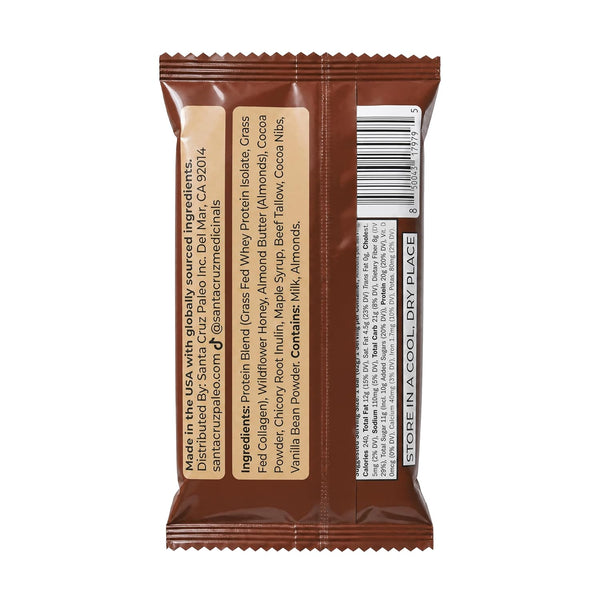 Grass-Fed Whey and Collagen Protein Bar, 20g Protein, Chocolate Flavor, Pack of 10