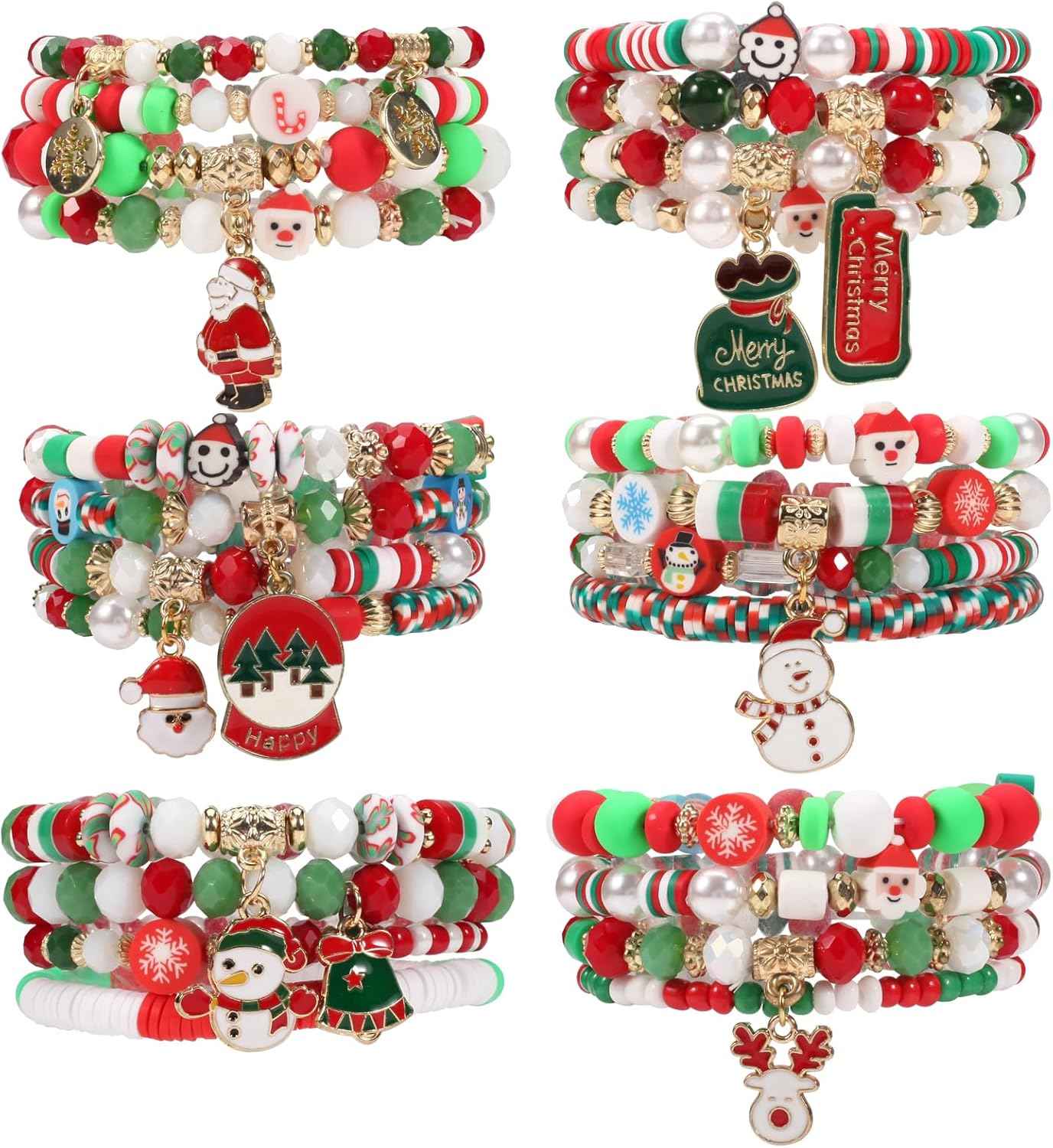 Twinfree Bohemian Bracelets for Women Stretch Multilayer Colorful Beads Bracelet with Charm Jewelry