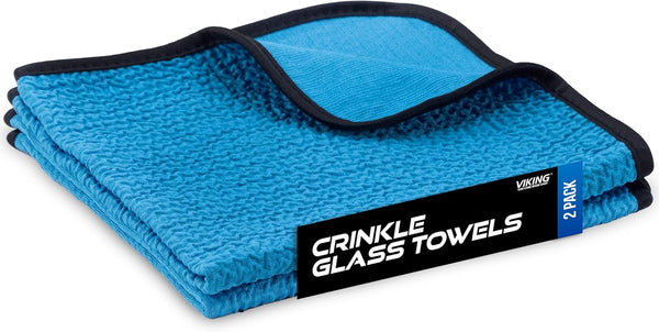 viking glass microfiber cleaning cloth 2 pack blue 16x16 inch for car and home