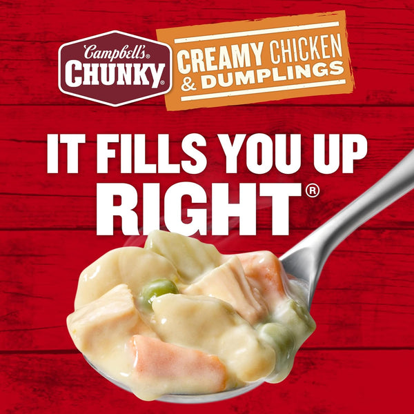 Campbell's Chunky Creamy Chicken and Dumplings Soup, 18.8 Oz Can, Protein Rich Comfort Food