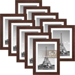 upsimples 5x7 Picture Frame Set of 10, Display Pictures 4x6 with Mat or 5x7 Without, Multi Photo Frames Collage for Wall or Tabletop Display, Black
