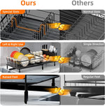 Adjustable dish drying rack for kitchen countertops, multifunctional with utensil and cup holder