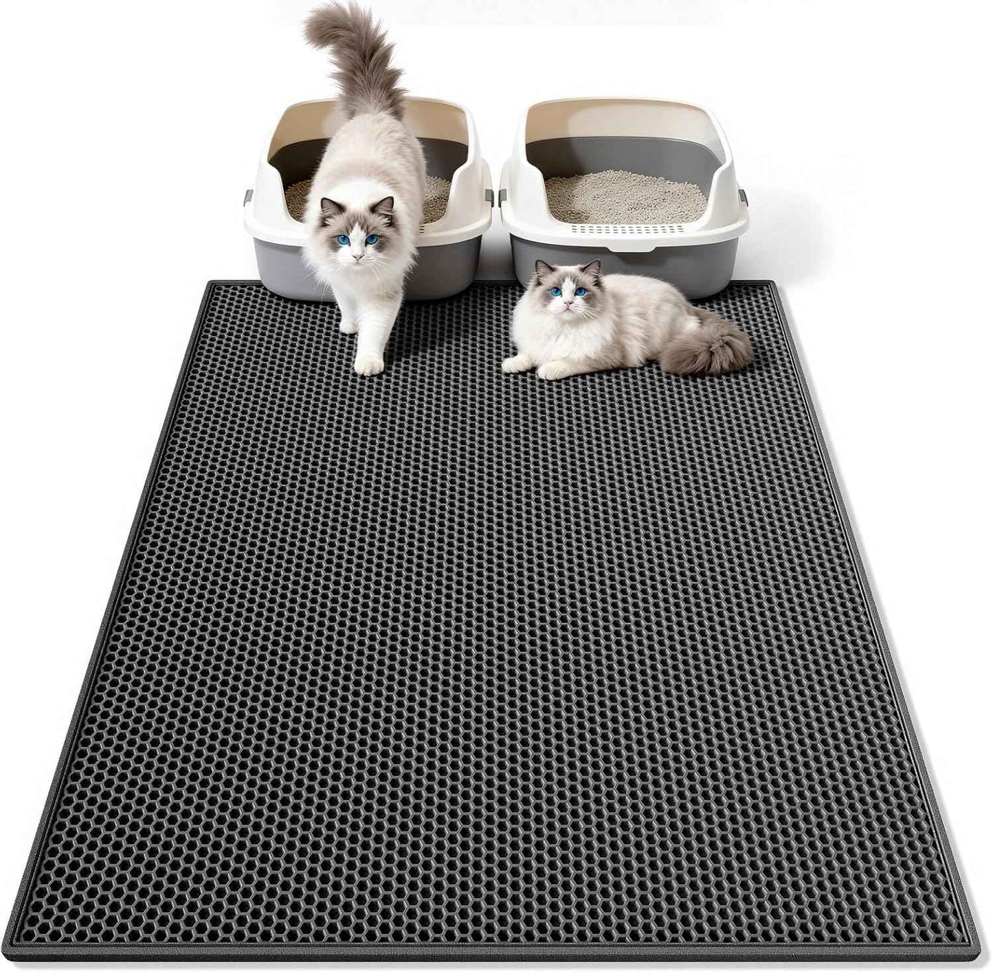 Pieviev Cat Litter Mat Double Layer Waterproof Urine Proof Trapping Mat 1 Pack (Gray, 24x15 Inch (Pack of 1))