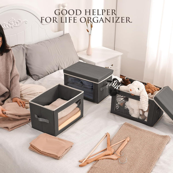 Storage bins with lids for home and office organization