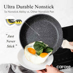 CAROTE Non-Stick Frying Pan Skillet with Glass Lid, PFOA-Free, 10-Inch Classic Granite