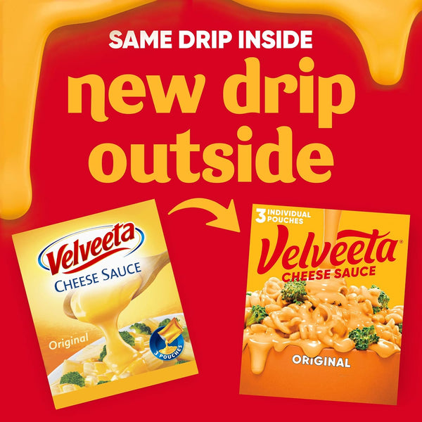 Velveeta Original Cheese Sauce Pouches, 3-Count Box with 4 oz Pouches