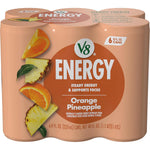 V8 Energy Orange Pineapple Drink, 8oz Cans, 6-Pack, Caffeine, B Vitamins