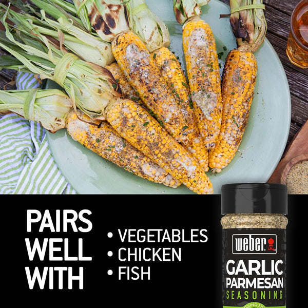 Weber 4.3 oz Garlic Parmesan Seasoning Blend for Vegetables, Pork, Poultry, and Pasta