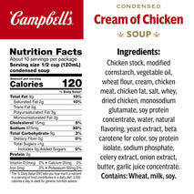 Campbell's Condensed Cream of Chicken Soup 4 Pack, 10.5 oz Cans, Farm-Fresh Cream and Antibiotic-Free Chicken