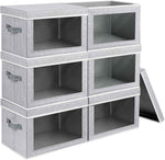 Storage Bins with Lids - Fabric Closet Storage Bins with Window, Collapsible Baskets for Shelves 4 Pack, Home Decorative Boxes for Clothes, Closet, Office, Grey