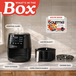 Gourmia Air Fryer - 6 Qt Large Capacity, FryForce 360º, Digital Display with 12 Presets, Roast, Bake, Broil, Dehydrate, Dishwasher Safe Accessories, Black