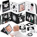 urmywo black and white baby toy, tummy time high contrast newborn toys 0-3 months, soft baby book
