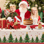 Childom 2 Pack Christmas Tablecloths,Christmas Party Decoration,54 x 108 Inch,Disposable Plastic Table Cloths Rectangular for Party Supplies,Xmas Tree Table Cover for Home,Dinner,Indoor,Outdoor,Picnic