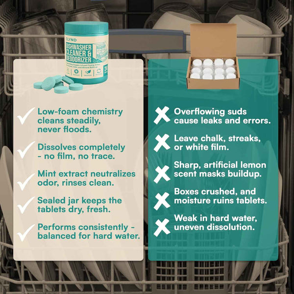 Dishwasher Cleaner and Deodorizer Tablets - 24 Pack Deep Clean Dishwasher Cleaning Tablets, Heavy Duty Streak-free Shine Dish Washer Cleaner, Natural Descaler and Odor Eliminator 12 Month Supply