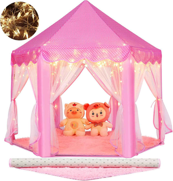 Monobeach Princess Tent Girls Large Playhouse Kids Castle Play Tent with Star Lights Toy for Children Indoor and Outdoor Games, 55'' x 53'' (DxH)