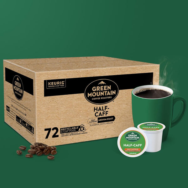 Green Mountain Coffee Roasters Half Caff, Medium Roast, 72 Count Keurig K-Cup pods