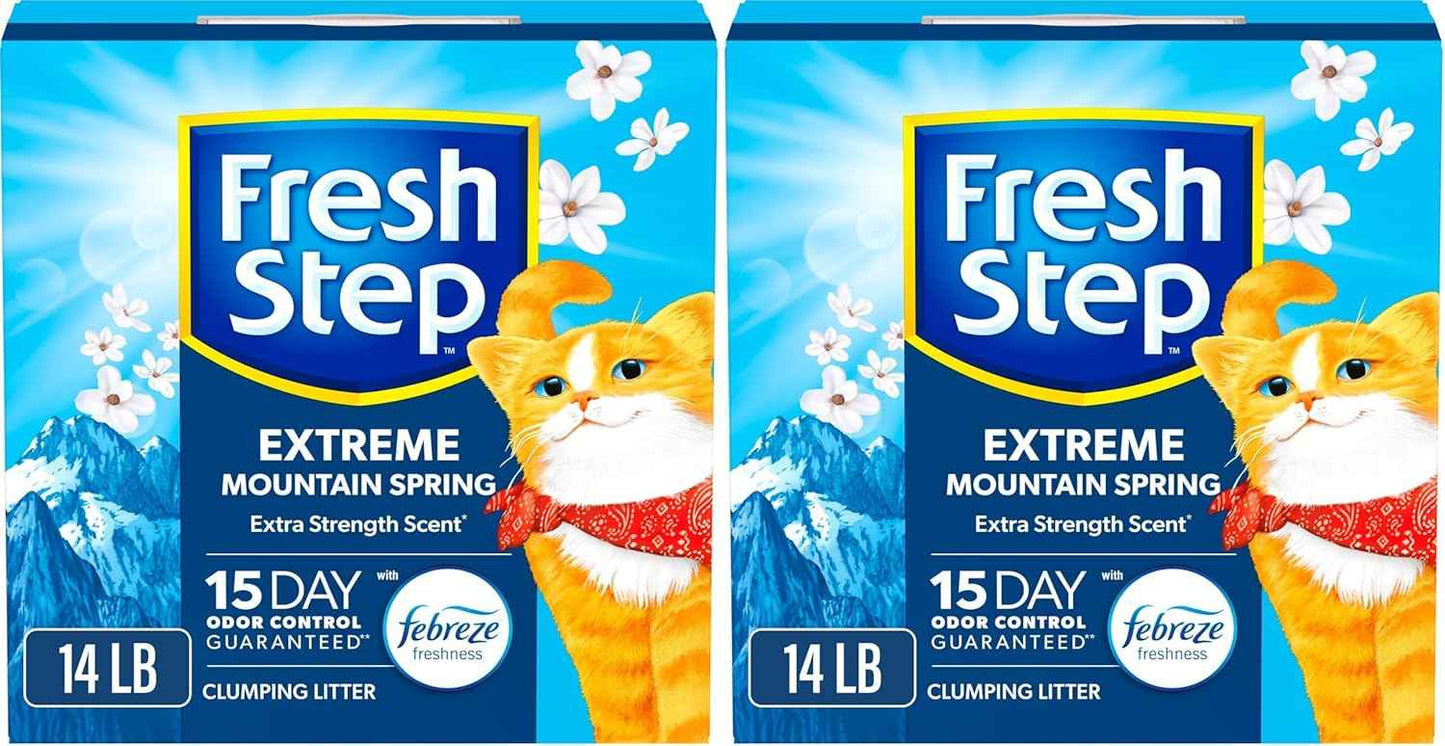 Fresh Step Clumping Cat Litter, Multi-Cat, Long Lasting Odor Control Kitty Litter with Activated Charcoal, Low Dust Formula, 14 lb