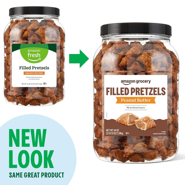44 ounce container of Peanut Butter Filled Pretzels from Amazon Grocery