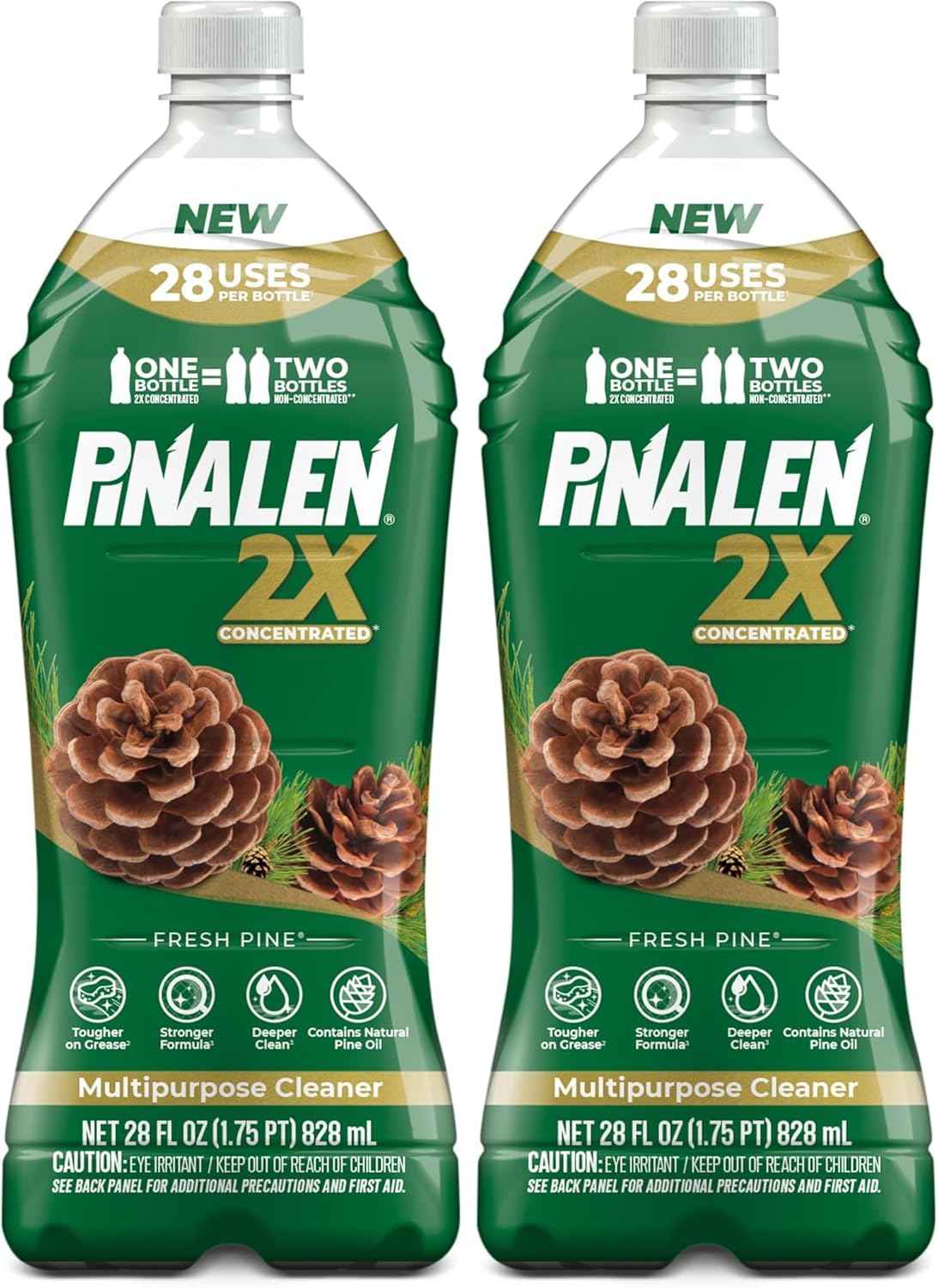 PINALEN 2X Concentrated Multipurpose Cleaner - Fresh Pine Scent - 28 fl oz - All Purpose Cleaner for Kitchen, Bathroom, Laundry, Floors & Outdoors