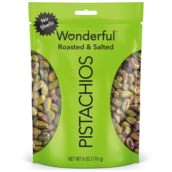 Wonderful Pistachios No Shells, Roasted & Salted Nuts, 12 Oz Resealable Bag, Protein Snack