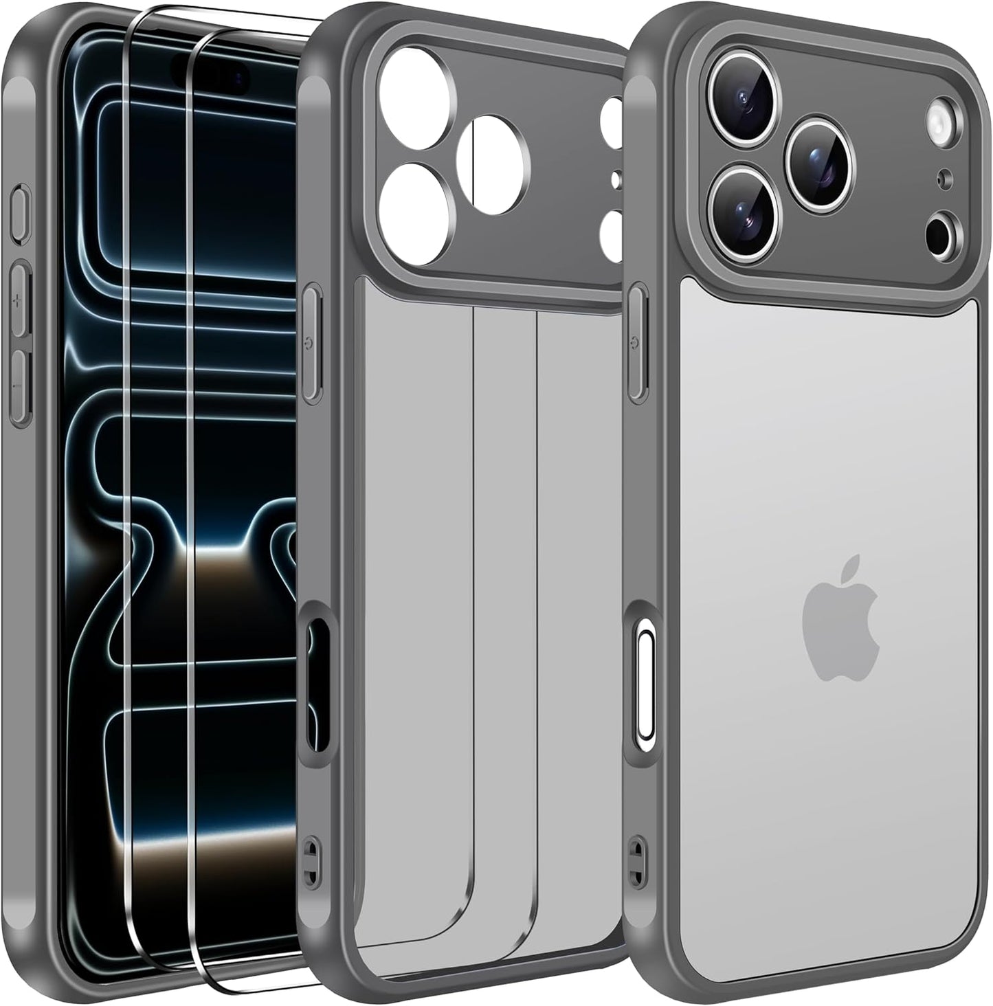 ivoler 3-in-1 Clear Case Designed for iPhone 17 Pro Max 6.9'' 2025 with 2 Pack Tempered Glass Screen Protector Full Camera Protection, Military Shockproof Hard Back Slim for 17 Pro Max Cover - Clear