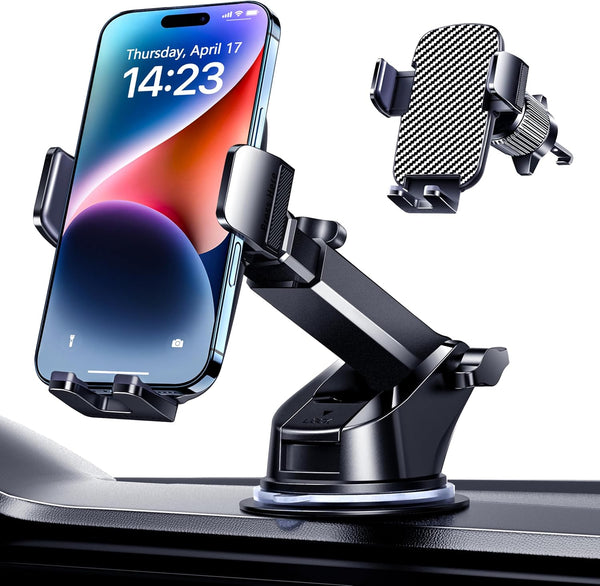 Qifutan Cell Phone Holder for Car Mount with Long Arm and Anti-Shake Stabilizer