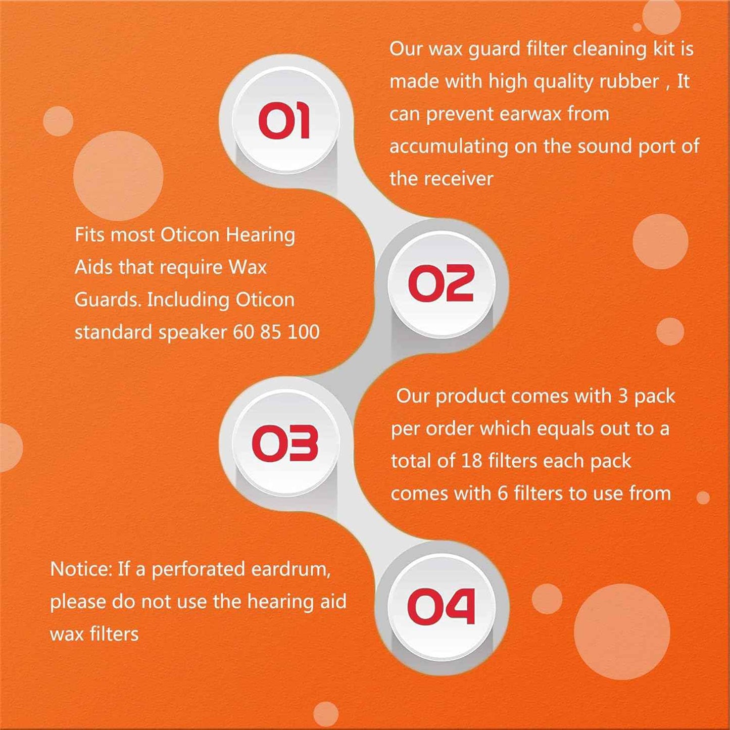 Wax Guards for Oticon ProWax MiniFit Hearing Aid Supplies Replacement Wax Filters (3 Packs/ 18 Pcs)