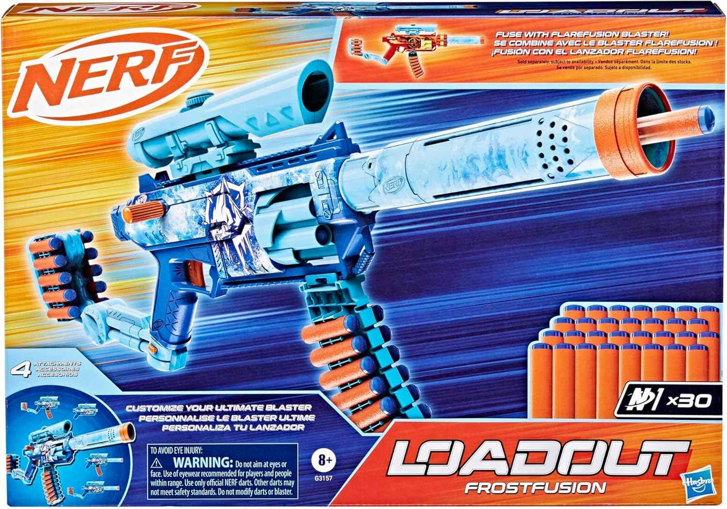 Nerf Loadout FrostFusion Blaster, 4 Interchangeable Attachment Accessories, 30 Nerf N1 Darts, Kids Outdoor Toys, Ages 8+ (Amazon Exclusive)