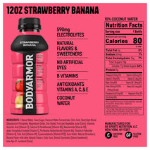 BODYARMOR Sports Drink, Strawberry Banana, Electrolyte Drink Hydration, 12 Fl Oz Bottles (8 Pack), Flavored Coconut Water with B Vitamins & Antioxidants