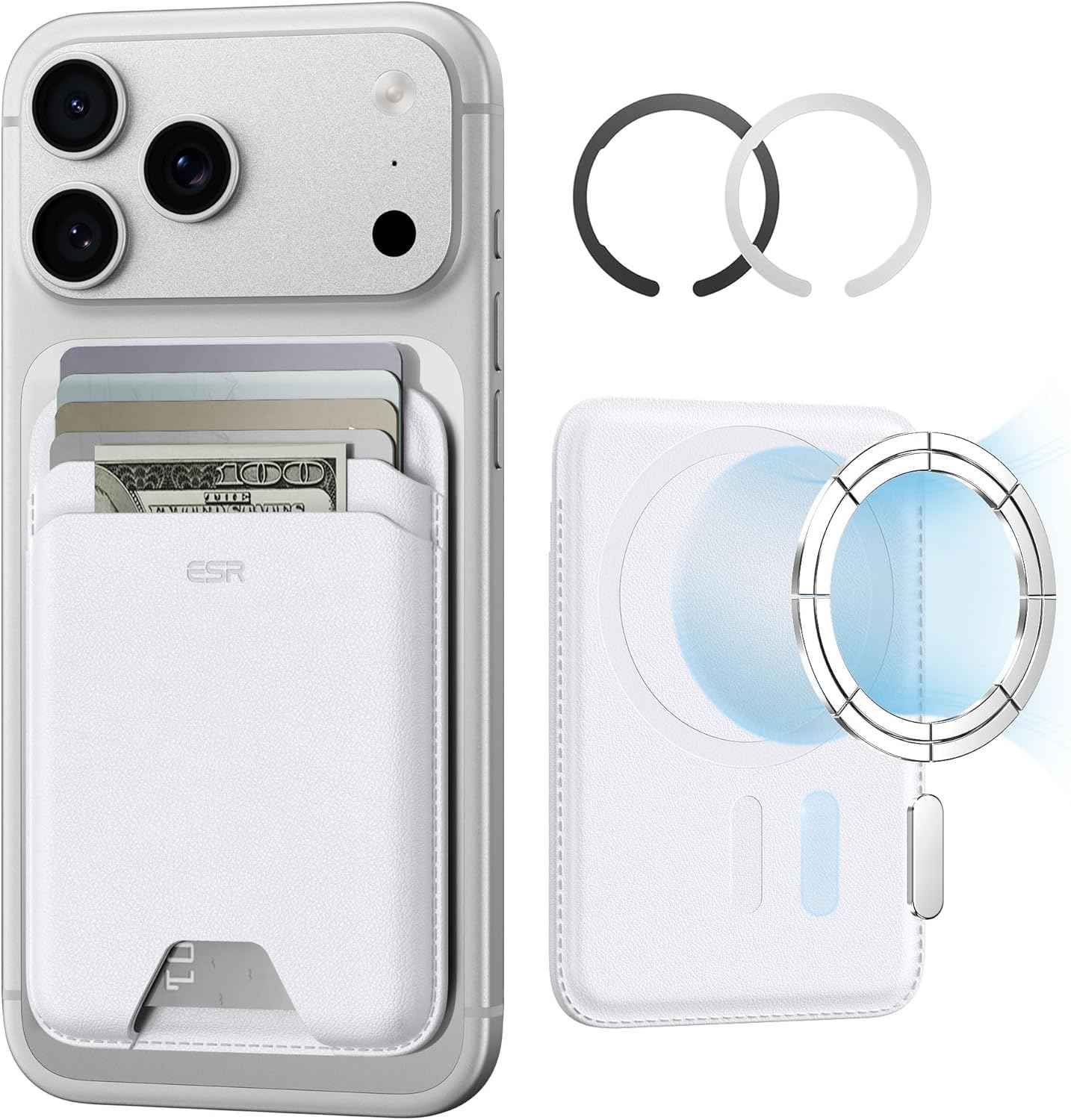 ESR for MagSafe Wallet, 5-Card Holder With RFID Blocking, MagSafe Sticker Included, Slim Magnetic Wallet for iPhone 17/16/15/14/13/12 Series and Selected Samsung Devices, Not for 13/12 Mini, Black