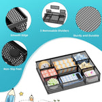 2 Pack Desk Drawer Organizer with Adjustable Compartments and 5 Dividers