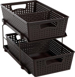 2 Tier Bathroom Organizer Tray with Sliding Drawer and Under Sink Storage