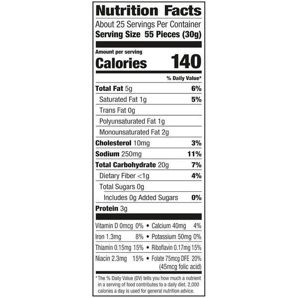 Goldfish cheddar cheese crackers, 27.3 oz carton, 100% real cheese, plant-based colors, 55 pieces per serving