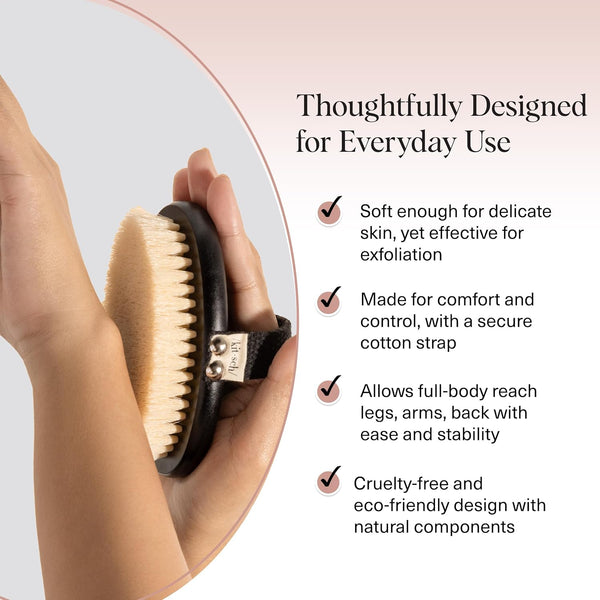 Kitsch Soft Bristle Dry Brushing Body Brush for Lymphatic Drainage and Skin Exfoliation