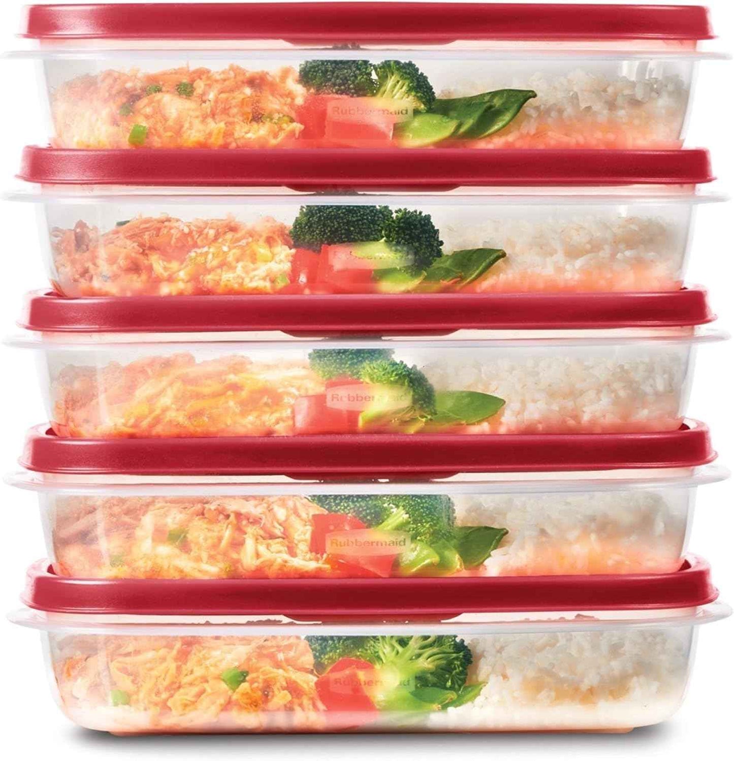Rubbermaid 60-Piece Food Storage Containers with Lids, Microwave and Dishwasher Safe, Red Color, Ideal for Meal Prep and Pantry Storage