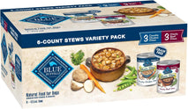 blue buffalo blue's stew grain-free wet dog food, hearty beef and country chicken variety pack, 12.5-oz cans, 6 count
