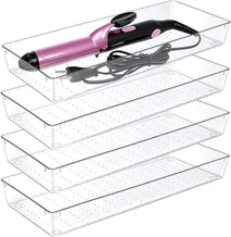 4 pack clear plastic drawer organizer trays for storage and organization