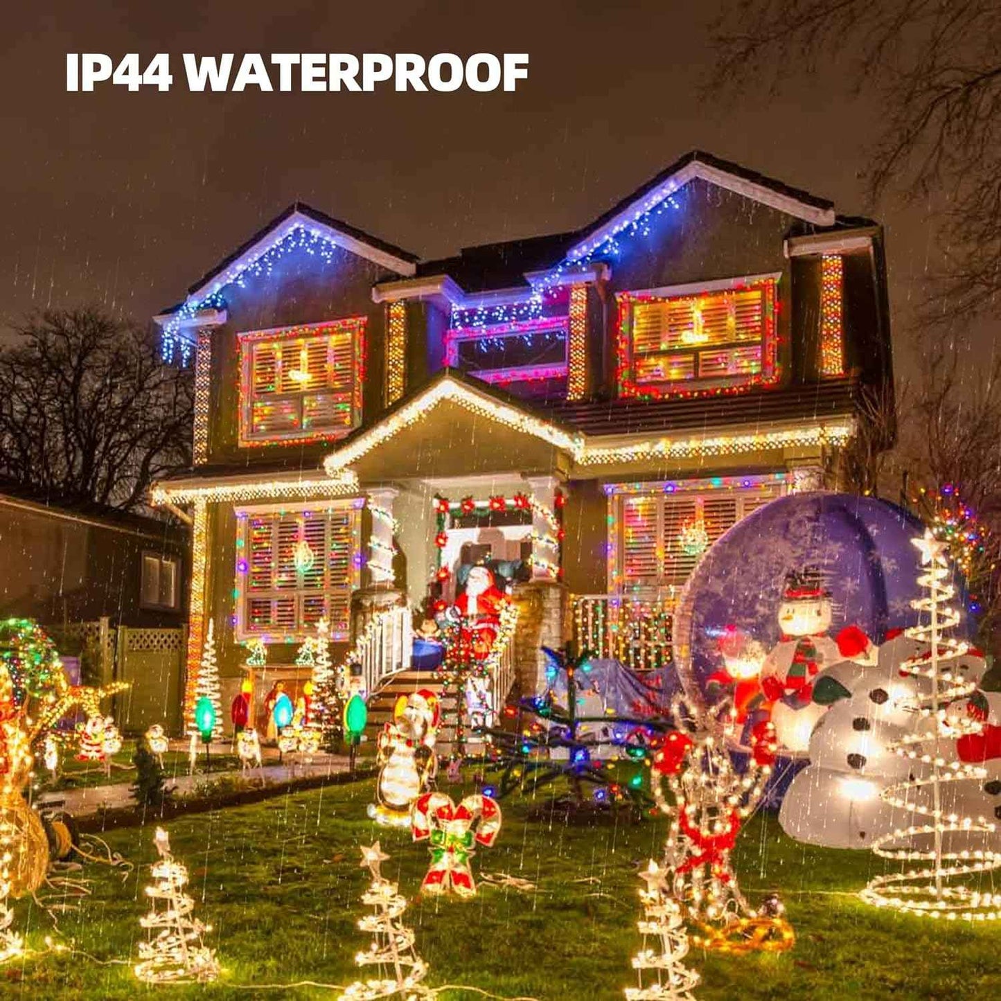 TW SHINE 200 LED Christmas Lights, 66FT Warm White Outdoor Plug-In String Lights with 8 Modes, Waterproof Holiday Décor