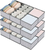 DIMJ Drawer Organizers Clothes, Set of 4 Dresser Organizer Bins, Fabric Closet Organizers and Storage, Shallow Drawer Dividers for Nursery, Clothing, Baby Clothes, Socks, Underwears, Tie (Beige)
