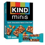 KIND Mini Snack Bars, Dark Chocolate Nuts & Sea Salt, 10 Count, Gluten Free, Low Sugar, Low Calorie